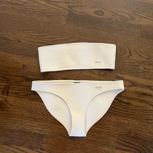 Triangle swimsuit tube top and bottom